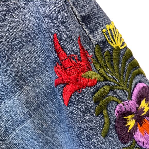 Y2K Bubblegum Low Rise Flower Embroidered Flared Jeans Size 5/6 - Picture 5 of 7